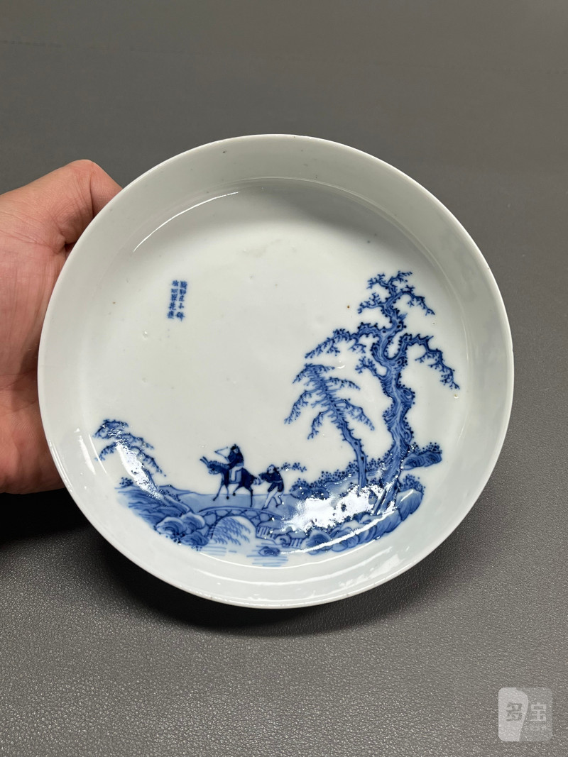 清光绪 青花“踏雪寻梅”图镗锣洗 - 图3